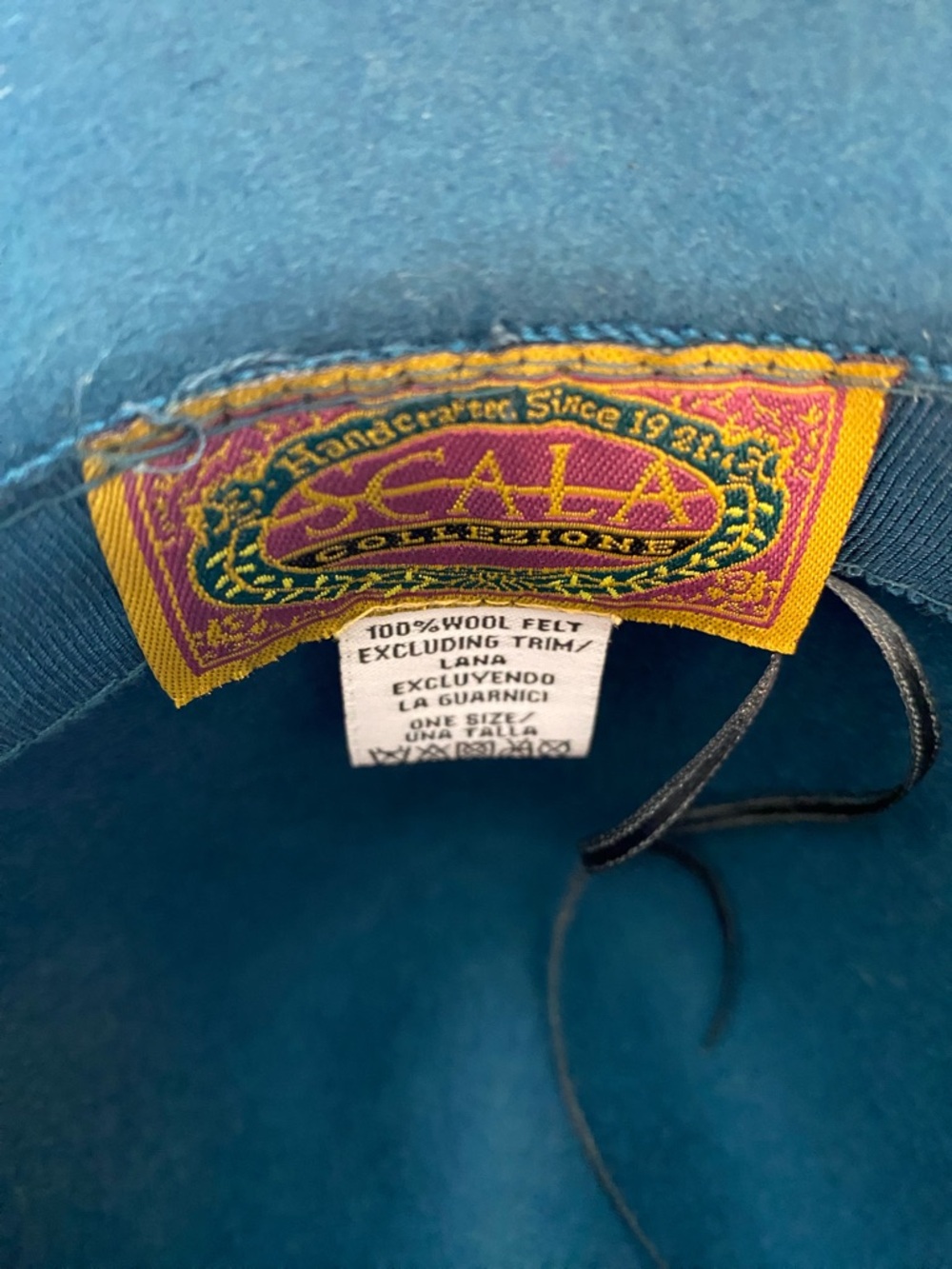 Teal Scala Adjustable Wool Felt Wide-Brim Fedora Hat with Chain Accent - Picture 2 of 5